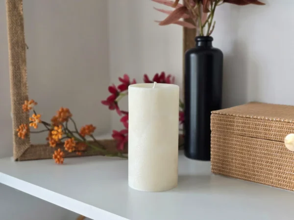 Handmade palm wax candle white crystal