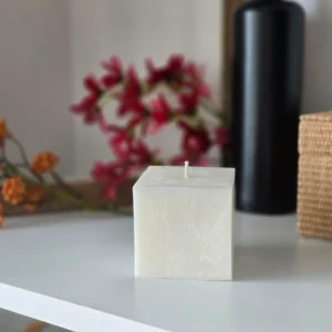 Handmade palm wax candle white crystal cube