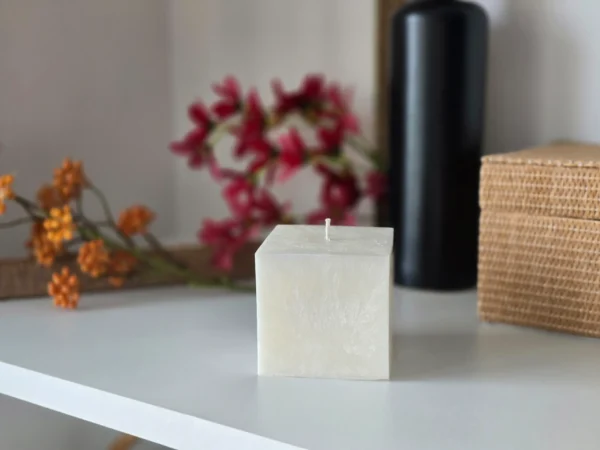 Handmade palm wax candle white crystal cube