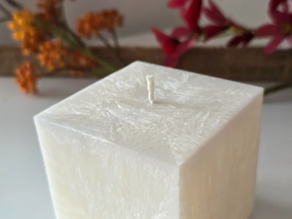 Handmade palm wax candle white crystal cube