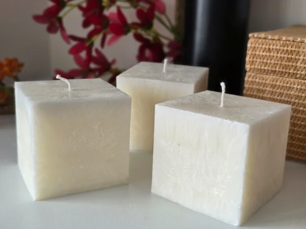 Handmade palm wax candle set white crystal cubes