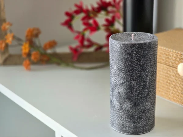 Handmade palm wax candle black crystal