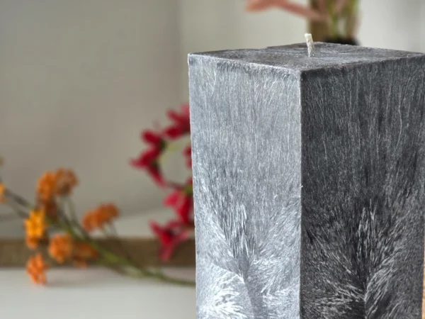 Handmade palm wax candle black crystal pillar