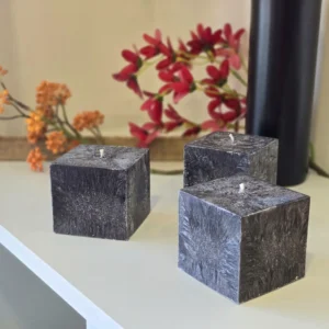 Handmade palm wax candle set black crystal cubes