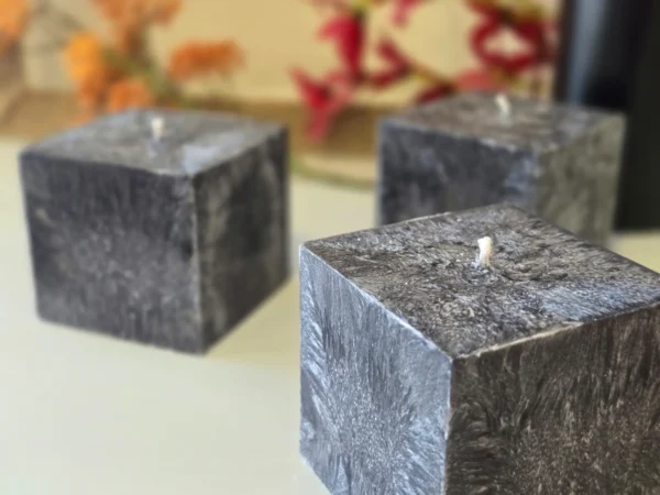 Handmade palm wax candle set black crystal cubes