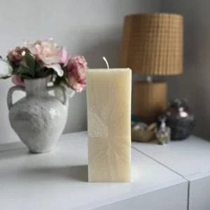 Handmade palm wax candle white crystal pillar