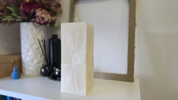 Handmade palm wax candle white crystal pillar