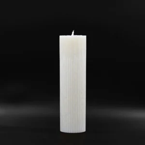 Handmade palm wax candle ribbed white crystal