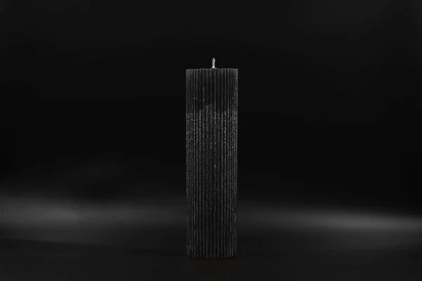 Handmade palm wax candle ribbed black crystal